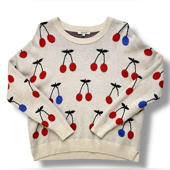 Madewell Cherry Jacquard Pullover Merino Wool Alpaca Sweater - Picture 2 of 5